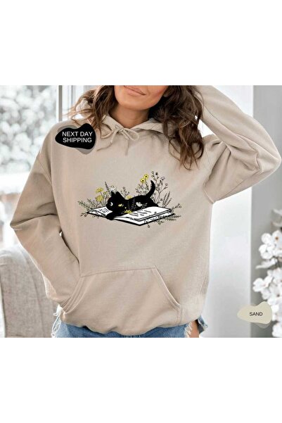 classy moda Unisex Beige Relaxed Fit Hooded Kangaroo Pocket Thick Sweatshirt