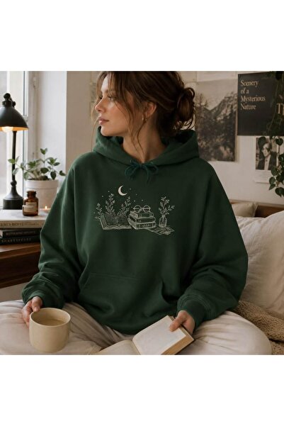ZEMLİYA Modexa Unisex Hoody Green 3 Thread Threaded Oversize Hooded Sweatshir...