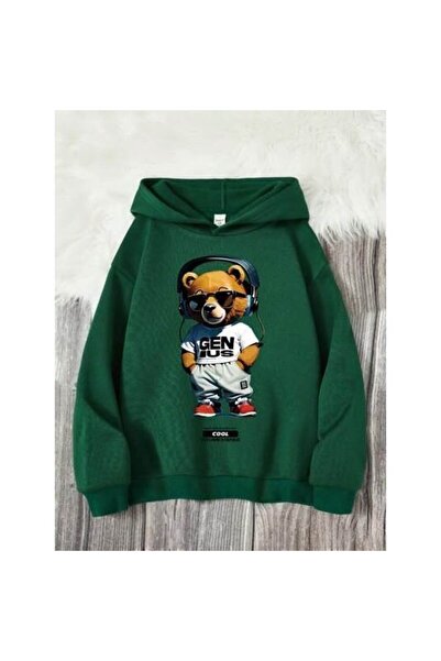 classy moda Unisex Green Low Shoulder Oversize Hooded Casual Sweatshirt with ...