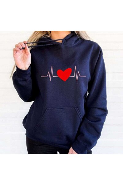 classy moda Unisex Ναυτικό μπλε φούτερ με κουκούλα, με τσέπη καγκουρό, 3 κλωσ...