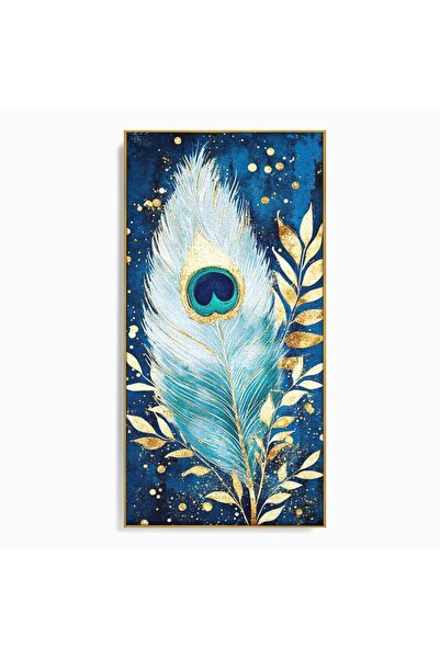 Luxcanva Tablou Canvas O Pana Fermecata 70x140 cm cu Rama Auriu O Pana Fermec...
