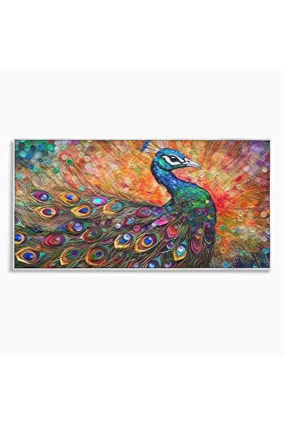 Luxcanva Tablou Canvas Valsul Culorilor 120x60 cm cu Rama Argintiu Valsul Cul...