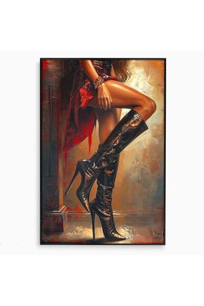 Luxcanva Tablou Canvas Atitudine pe Tocuri 40x60 cm cu Rama Negru Atitudine p...
