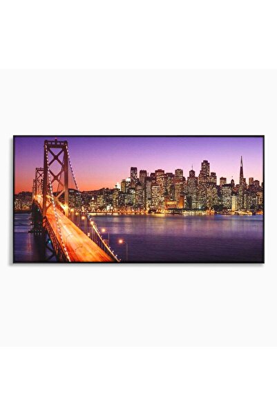 Luxcanva Tablou Canvas San Francisco Skyline 120x60 cm cu Rama Negru San Fran...
