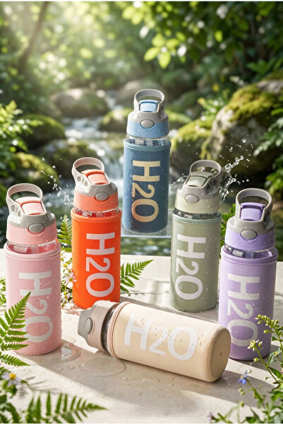 Tohana H2O Kılıflı Pipetli Cam Matara 500 Ml Su Şişesi, Sporcu Suluğu