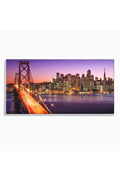 Luxcanva Tablou Canvas San Francisco Skyline 140x70 cm cu Rama Argintiu San F...