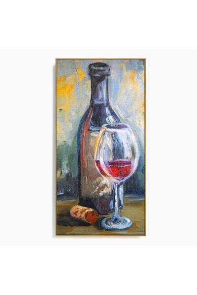Luxcanva Tablou Canvas Taina Vinului 50x100 cm cu Rama Auriu Taina Vinului Vi...