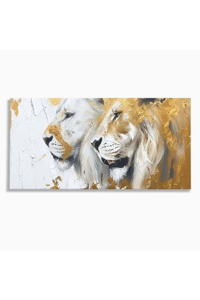 Luxcanva Tablou Canvas Regele si Regina Junglei 140x70 cm pe Sasiu Lemn Regel...