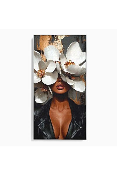 Luxcanva Tablou Canvas Magnolii si Piele 70x140 cm cu Rama Argintiu Magnolii ...