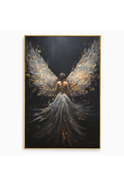 Luxcanva Tablou Canvas Aripile Eternitatii 40x60 cm cu Rama Auriu Aripile Ete...