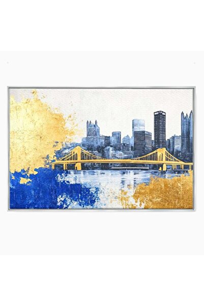 Luxcanva Tablou Canvas Puntea dintre Cer si Apa 60x40 cm cu Rama Argintiu Pun...