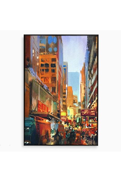 Luxcanva Tablou Canvas Times Square in Culori 50x70 cm cu Rama Negru Times Sq...