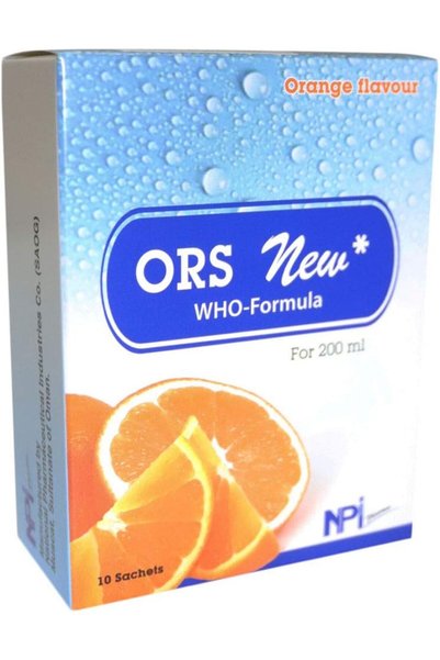ORS New WHO-Formula Orange Flavour, 200ml, 10 Sachets