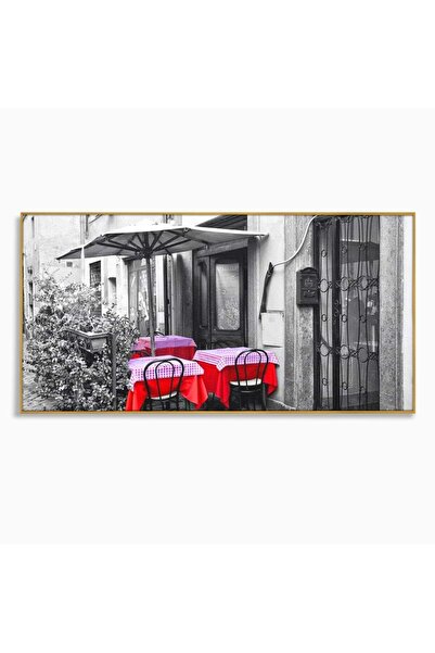 Luxcanva Tablou Canvas Terasa cu Amintiri 100x50 cm cu Rama Auriu Terasa cu A...