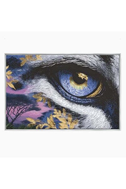 Luxcanva Tablou Canvas Ochiul Savanei 120x80 cm cu Rama Argintiu Ochiul Savan...