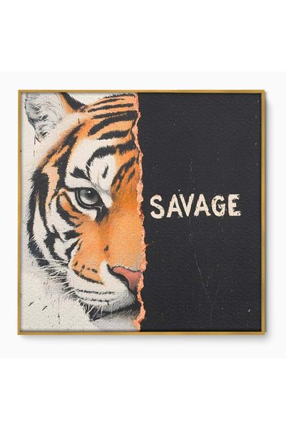 Luxcanva Tablou Canvas Salbatic si Liber 140x140 cm cu Rama Auriu Salbatic si...