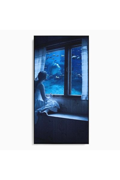 Luxcanva Tablou Canvas Dialog cu Oceanul 50x100 cm cu Rama Negru Dialog cu Oc...