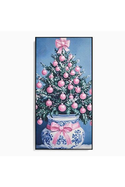 Luxcanva Tablou Canvas Bradutul din Vaza 50x100 cm cu Rama Negru Bradutul din...