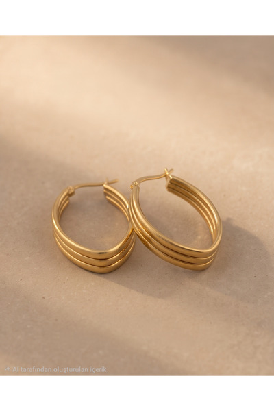 staınless steel Showy Women's Gold Hoop Earrings - a Quality Steel - Does Not Tarnish