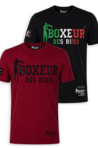 Boxeur Des Rues Tricou bărbătesc, pachet de 2, Boxeur des Rues: Bordo cu logo...