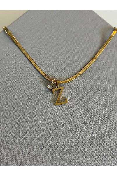 lotusbybuket Letter Z Stainless Steel Gold Necklace