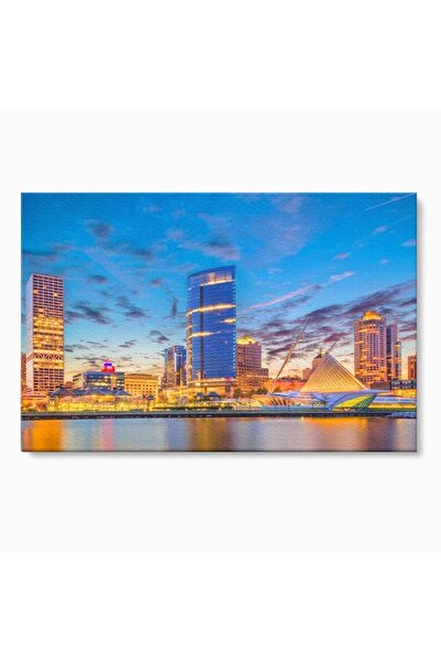 Luxcanva Tablou Canvas Orasul care Straluceste 70x50 cm pe Sasiu Lemn Orasul ...
