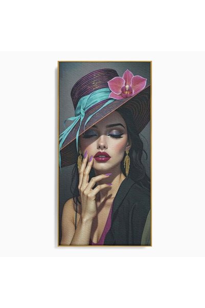 Luxcanva Tablou Canvas Femeia Contemplativa 60x120 cm cu Rama Auriu Femeia Co...