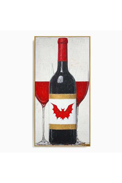 Luxcanva Tablou Canvas Vinul Noptii Eterne 50x100 cm cu Rama Auriu Vinul Nopt...