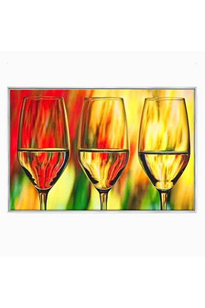 Luxcanva Tablou Canvas Petrecere in Trei 100x70 cm cu Rama Argintiu Petrecere...