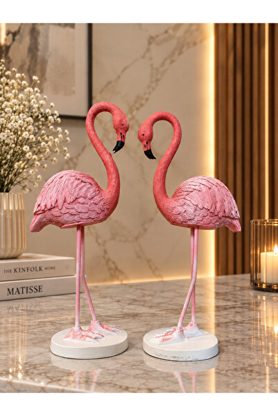 ACRES 2'li Şık Dekoratif Flamingo Biblo 27x11 Cm Dekorasyon Polyester Ev Ofis...