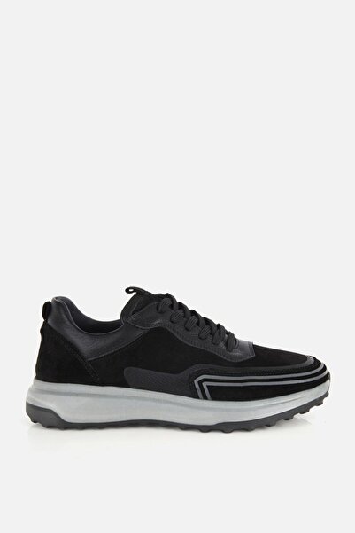 Yaya by Hotiç Erkek Siyah Süet Deri Bağcıklı Sneaker