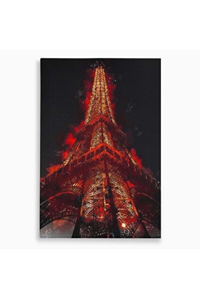 Luxcanva Tablou Canvas Parisul in Rosu 80x120 cm pe Sasiu Lemn Parisul in Ros...
