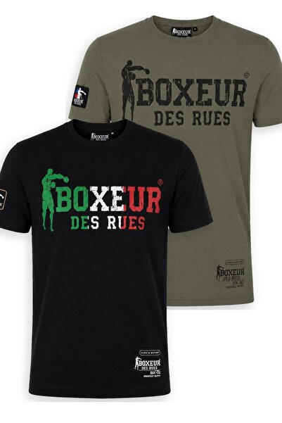 Boxeur Des Rues Tricou bărbătesc, pachet de 2, croială slim-fit: Negru cu log...