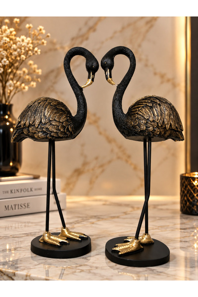 ACRES 2'li Şık Dekoratif Flamingo Biblo 27x11 Cm Dekorasyon Polyester Ev Ofis...