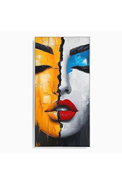 Luxcanva Tablou Canvas Tacere si Strigat 70x140 cm cu Rama Argintiu Tacere si...