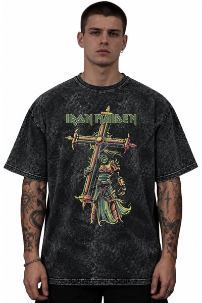 SEVBANO Iron Maiden Rock Metal Music Band Printed Unisex Oversized Vintage Wa...