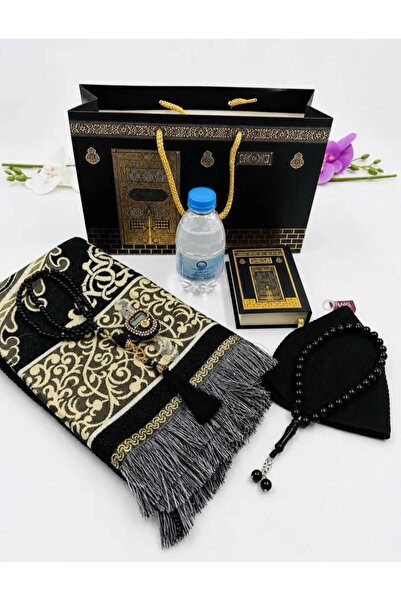 Kabe Desenli Seccade Seti Tesbihli Namazlık Çeyizlik Hediyelik Set
