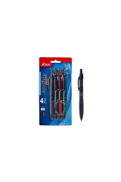 OEM Pixuri cu grip Elastic (Albastru-Negru-Rosu-Verde) - 4buc - Pix Clasic Ba...