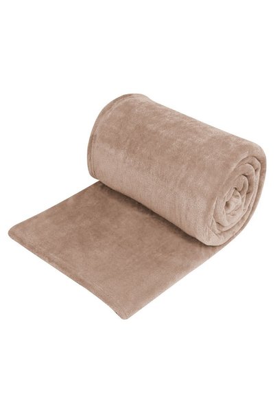 OEM Patura dubla catifelata, bej, 230x220 cm, pentru pat dublu, calduroasa si...