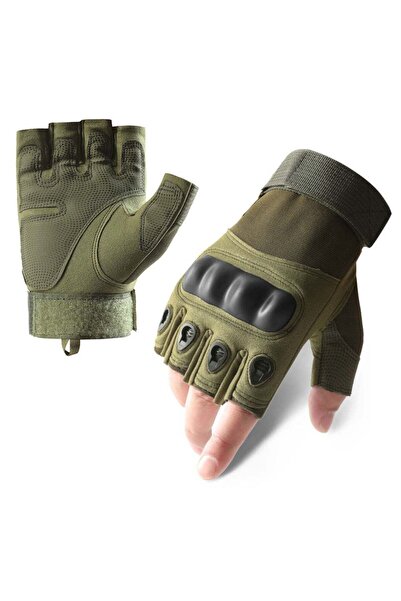 Arabest Fingerless Knuckle Gloves for Motorcycling,Hiking,and Hunting,Green