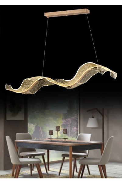 Nevada Aydınlatma Yemek Masası Gold Lüx Kumandalı Modern Ledli Avize 100 cm