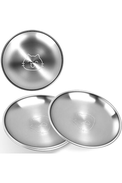 KASTWAVE 4 Pack Stainless Steel Cat Dishes, 6.8" Wide Whisker-Friendly Shallo...