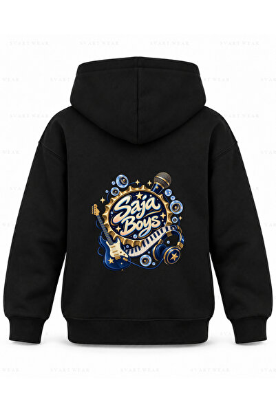 SVART WEAR Hanorac cu glugă pentru copii Saja Boys Foam Rhythm, negru, imprimat