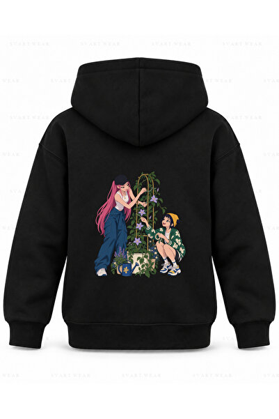 SVART WEAR KPop Demon Hunters Ivy Road crna dečja majica sa kapuljačom