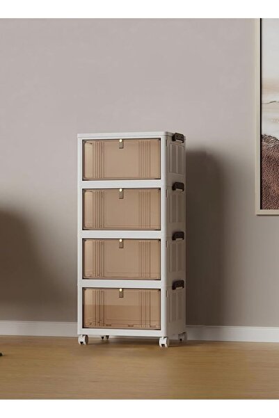 Concept Home Plastic Storage Bins, 4-Tier Cabinet with Lids,Stackable Storage...