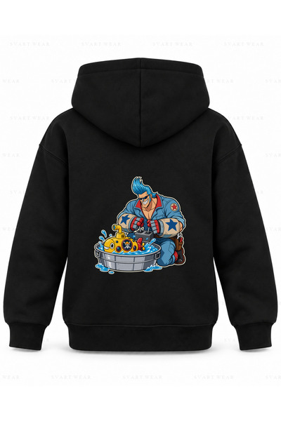 SVART WEAR Dječja majica sa kapuljačom, crna, sa printom One Piece Submarine ...