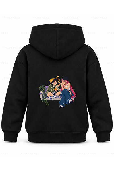SVART WEAR KPop Demon Hunters Fruit Sharing Dječja majica sa kapuljačom, crna...