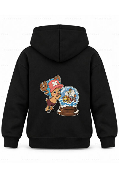 SVART WEAR One Piece Snow Globe Printed Black Kids' Hooded Sweatshirt