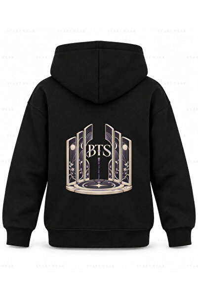 SVART WEAR سويت شيرت بقلنسوة للأطفال باللون الأسود مطبوع عليه أبواب يانكي من ...