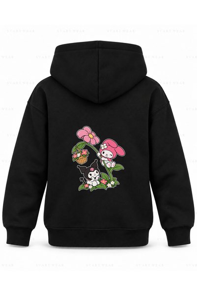 SVART WEAR My Melody & Kuromi Melody Flower Swing Printed Black Children's Ho...